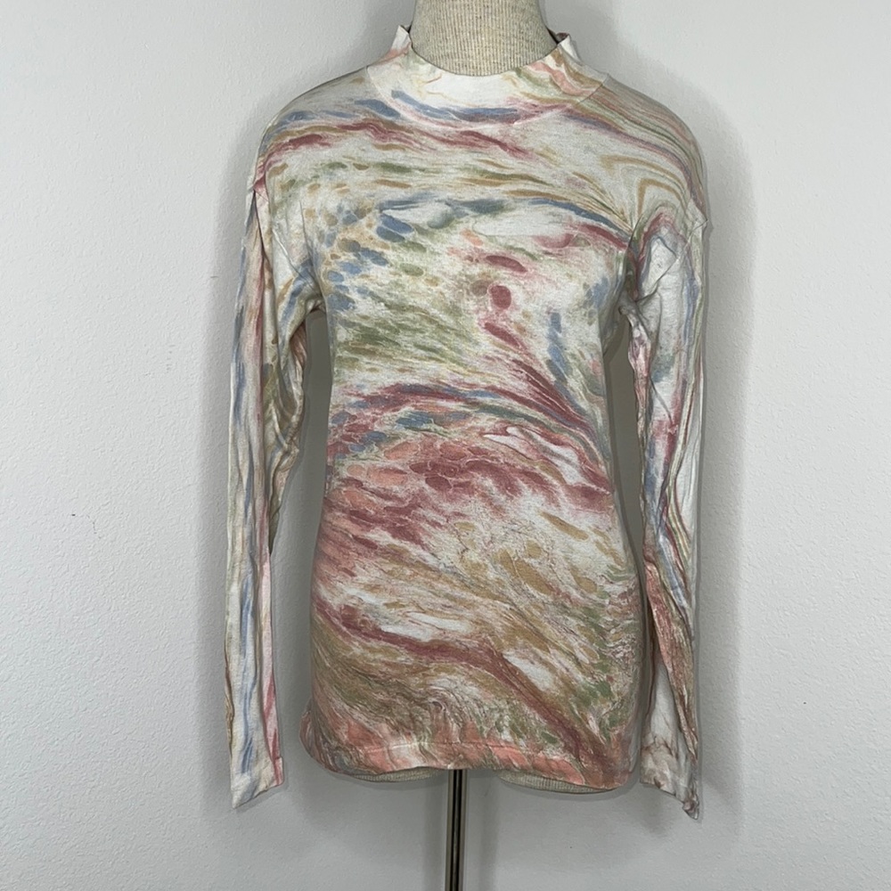 🔹 Afterlife Swirl Dyed Ribbed Knot Mock Turtleneck